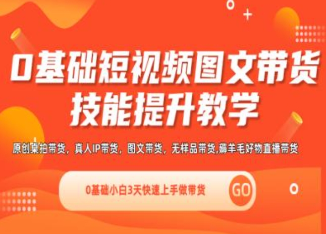 0基础短视频图文带货实操技能提升教学(直播课+视频课),0基础小白3天快速上手做带货 - 白戈学堂-<a href=