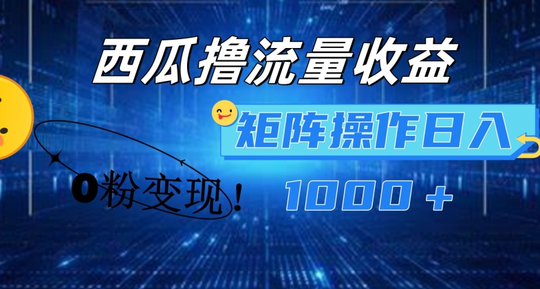 西瓜视频撸流量，简单上手，0粉变现矩阵操作，日入1000+ - 白戈学堂-<a href=