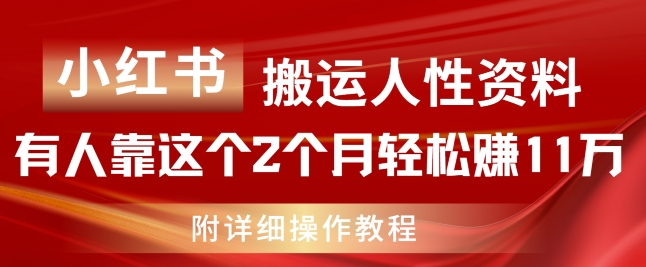 小红书搬运人性资料，有人靠这个2个月轻松赚11w，附教程 - 白戈学堂-<a href=