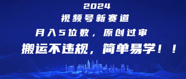 2024视频号新赛道，月入5位数+，原创过审，搬运不违规，简单易学 - 白戈学堂-<a href=