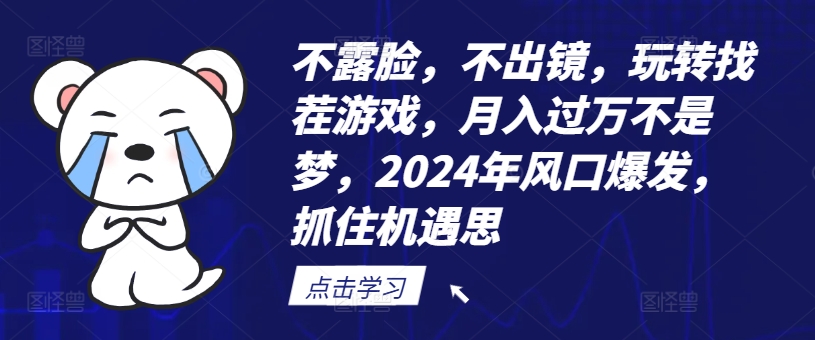 不露脸，不出镜，玩转找茬游戏，月入过万不是梦，2024年风口爆发，抓住机遇 - 白戈学堂-白戈学堂