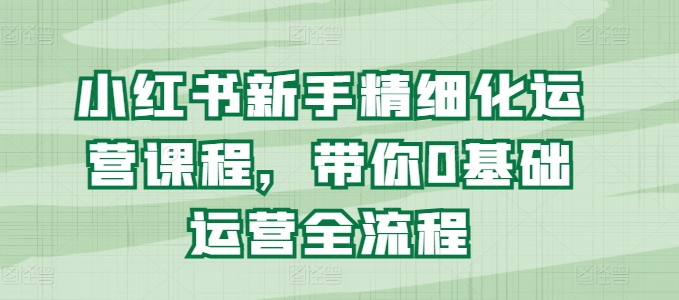 小红书新手精细化运营课程，带你0基础运营全流程 - 白戈学堂-<a href=