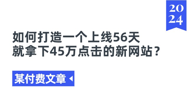 （11420期）某付费文章《如何打造一个上线56天就拿下45万点击的新网站？》 - 白戈学堂-<a href=