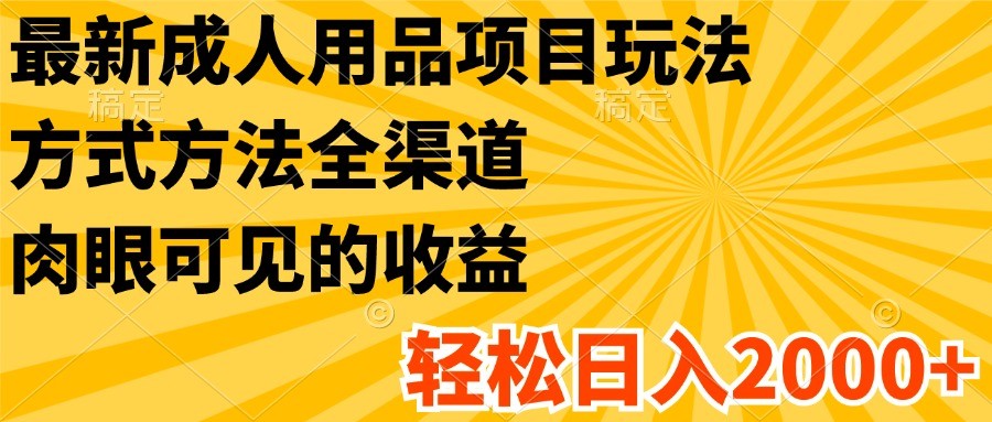 最新成人用品项目玩法，方式方法全渠道，肉眼可见的收益，轻松日入2000+ - 白戈学堂-<a href=