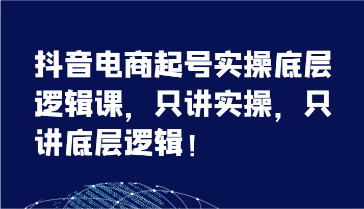 抖音电商起号实操底层逻辑课，只讲实操，只讲底层逻辑！（7节） - 白戈学堂-<a href=