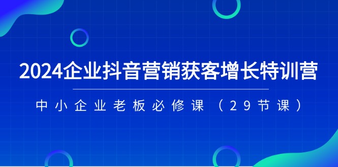 2024企业抖音营销获客增长特训营，中小企业老板必修课（29节课） - 白戈学堂-<a href=