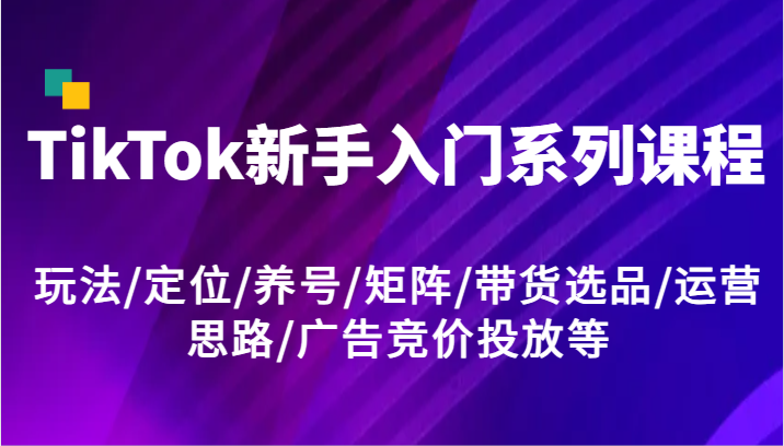 TikTok新手入门系列课程，玩法/定位/养号/矩阵/带货选品/运营思路/广告竞价投放等 - 白戈学堂-白戈学堂