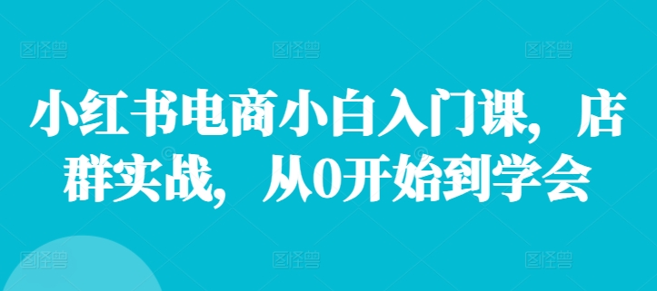 小红书电商小白入门课，店群实战，从0开始到学会 - 白戈学堂-白戈学堂