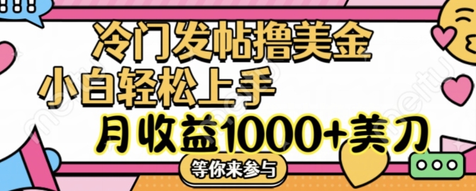 冷门发帖撸美金项目，月收益1000+美金，简单无脑，干就完了 - 白戈学堂-白戈学堂