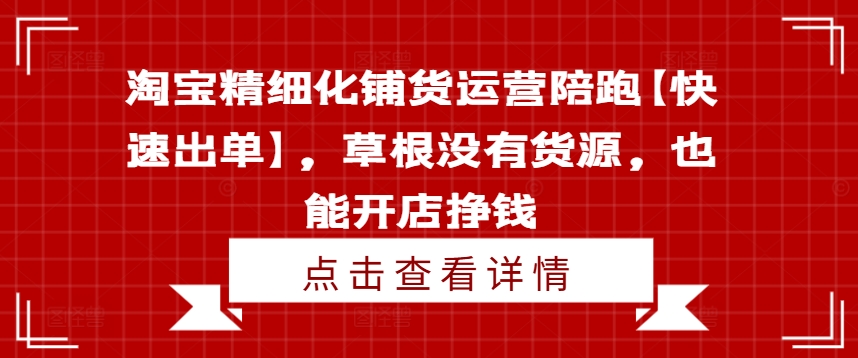 淘宝精细化铺货运营陪跑【快速出单】，草根没有货源，也能开店挣钱 - 白戈学堂-白戈学堂