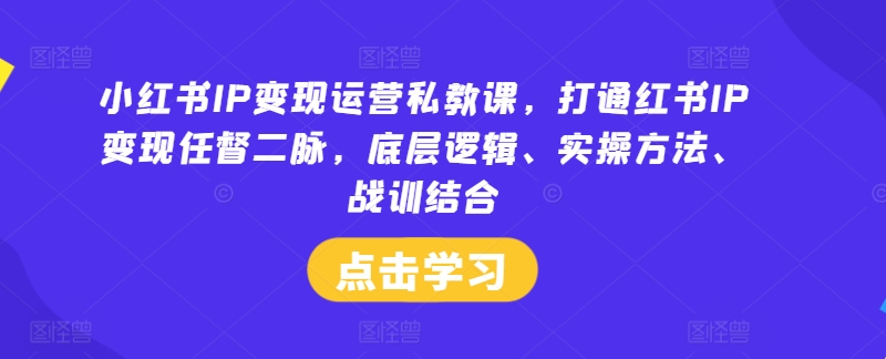 小红书IP变现运营私教课，打通红书IP变现任督二脉，底层逻辑、实操方法、战训结合 - 白戈学堂-白戈学堂