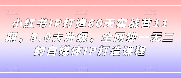 小红书IP打造60天实战营11期，5.0大升级，全网独一无二的自媒体IP打造课程 - 白戈学堂-白戈学堂