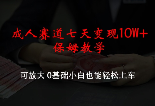 成人赛道七天变现10W+保姆教学，可放大，0基础小白也能轻松上车 - 白戈学堂-白戈学堂