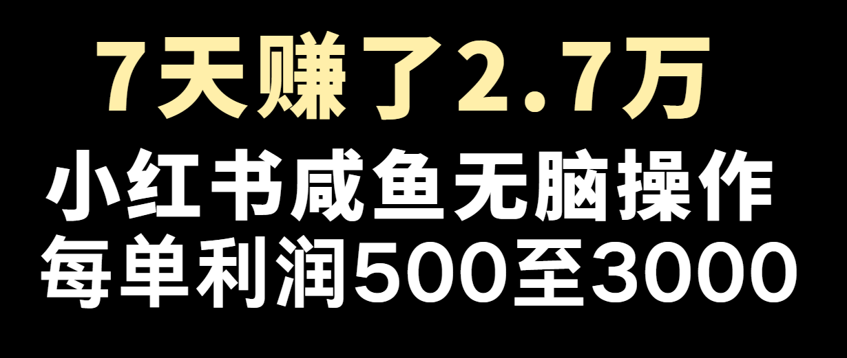 七天赚了2.7万！每单利润最少500+，轻松月入5万+小白有手就行 - 白戈学堂-白戈学堂