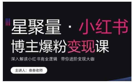 小红书博主爆粉变现课，深入解读小红书商业逻辑，带你进阶变现大咖 - 白戈学堂-白戈学堂