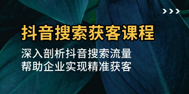 （13465期）抖音搜索获客课程：深入剖析抖音搜索流量，帮助企业实现精准获客 - 白戈学堂-白戈学堂