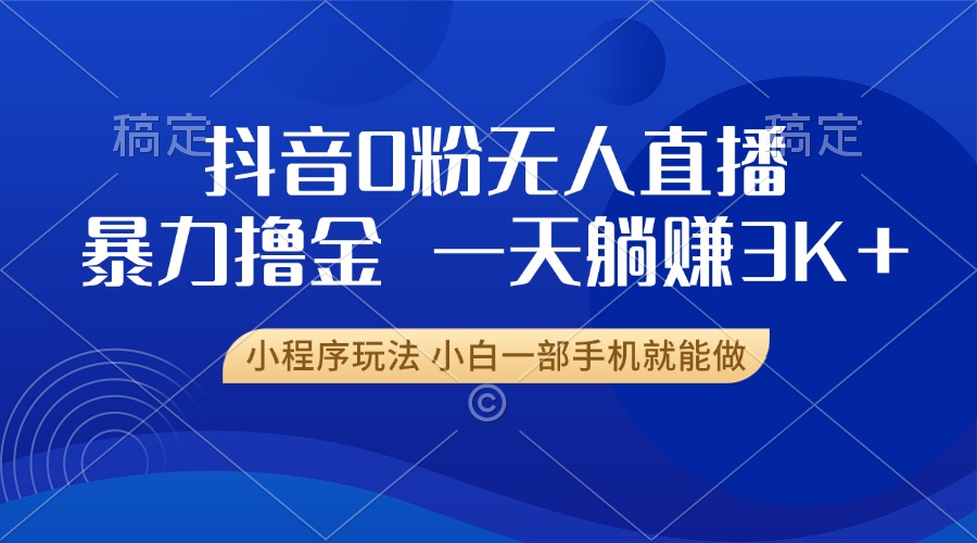 （13449期）抖音0粉无人直播暴力掘金，一天躺赚3K+，小白一部手机就能做 - 白戈学堂-白戈学堂