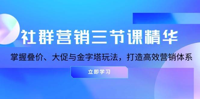 社群营销三节课精华：掌握叠价、大促与金字塔玩法，打造高效营销体系 - 白戈学堂-白戈学堂