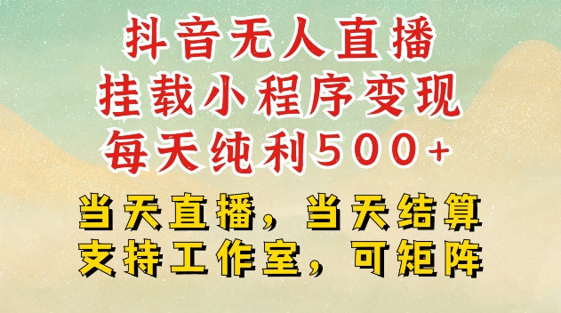 抖音无人直播挂载小程序变现每天纯利500+当天直播，当天结算支持工作室，可矩阵 - 白戈学堂-白戈学堂