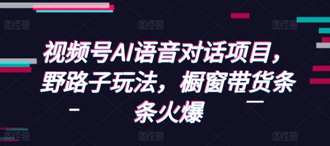 视频号AI语音对话项目，野路子玩法，橱窗带货条条火爆 - 白戈学堂-白戈学堂