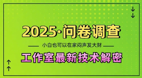 2025问卷调查最新工作室技术解密：一个人在家也可以闷声发大财，小白一天2张，可矩阵放大 - 白戈学堂-白戈学堂