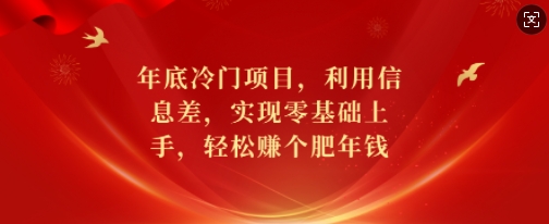 年底冷门项目，利用信息差，实现零基础上手，轻松赚个肥年钱 - 白戈学堂-白戈学堂