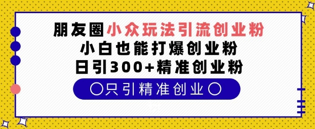 朋友圈小众玩法引流创业粉，小白也能打爆创业粉，日引300+精准创业粉 - 白戈学堂-白戈学堂