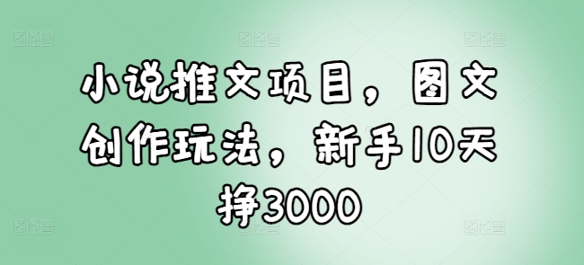 小说推文项目，图文创作玩法，新手10天挣3000 - 白戈学堂-白戈学堂