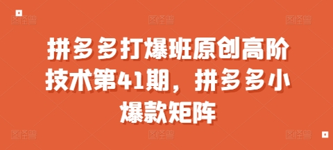 拼多多打爆班原创高阶技术第41期，拼多多小爆款矩阵 - 白戈学堂-白戈学堂