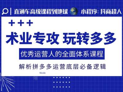 术业专攻玩转多多，优秀运营人的全面体系课程，解析拼多多运营底层必备逻辑 - 白戈学堂-白戈学堂