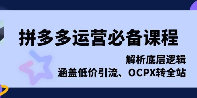 拼多多运营必备课程，解析底层逻辑，涵盖低价引流、OCPX转全站 - 白戈学堂-白戈学堂