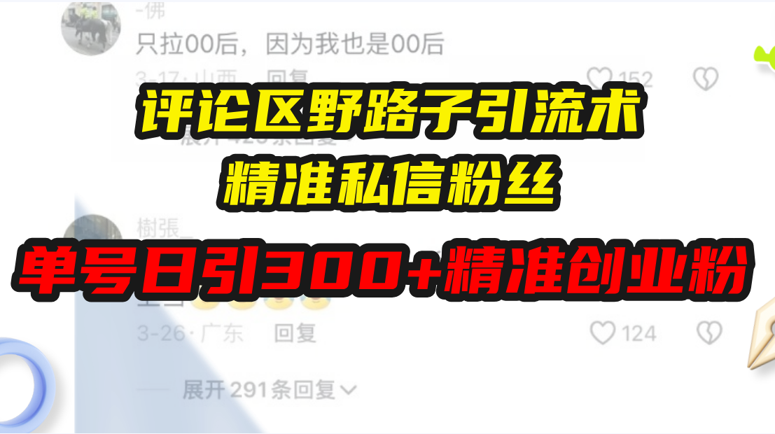 （13676期）评论区野路子引流术，精准私信粉丝，单号日引流300+精准创业粉 - 白戈学堂-白戈学堂