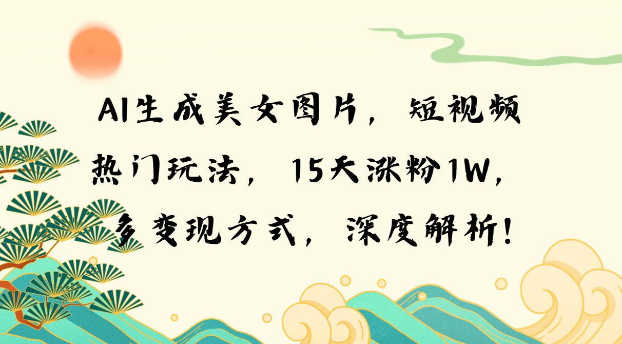 （13581期）AI生成美女图片，短视频热门玩法，15天涨粉1W，多变现方式，深度解析! - 白戈学堂-白戈学堂