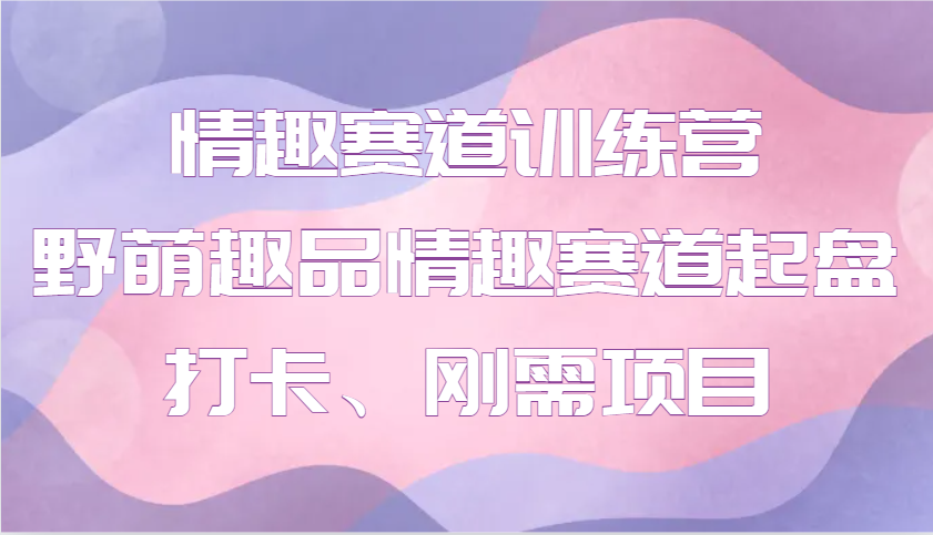 情趣赛道训练营 野萌趣品情趣赛道起盘打卡、刚需项目-白戈学堂