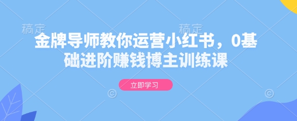 金牌导师教你运营小红书，0基础进阶赚钱博主训练课-白戈学堂