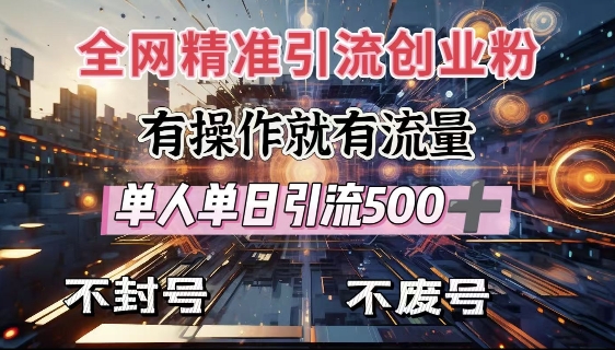 全网独家引流创业粉，有操作就有流量，单人单日引流500+，不封号、不费号-白戈学堂