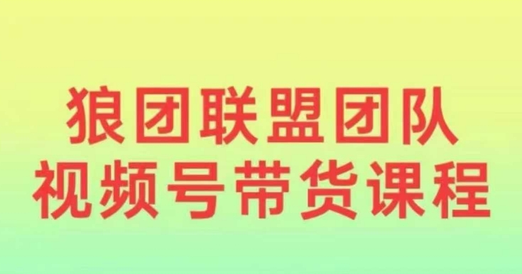 狼团联盟2024视频号带货，0基础小白快速入局视频号-白戈学堂