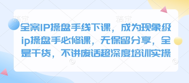 全案IP操盘手线下课，成为现象级ip操盘手必修课，无保留分享，全是干货，不讲废话超深度培训实操-白戈学堂