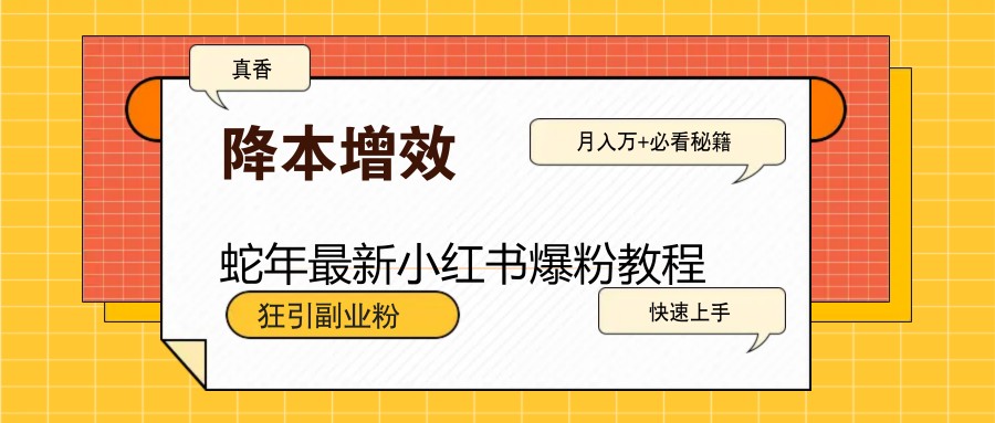 蛇年最新小红书爆粉教程，狂引副业粉，月入万+必看-白戈学堂