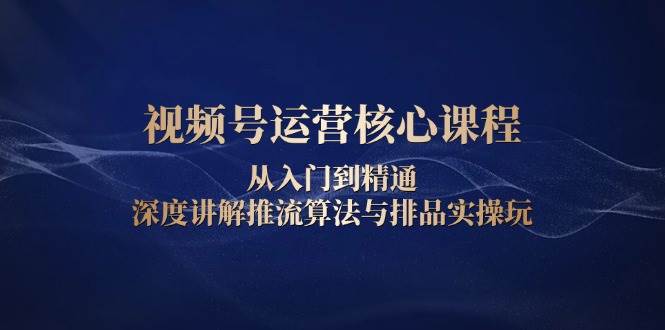 视频号运营核心课程，从入门到精通，深度讲解推流算法与排品实操玩-白戈学堂