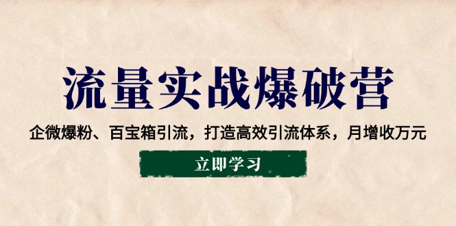 （14039期）流量实战爆破营：企微爆粉、百宝箱引流，打造高效引流体系，月增收万元-白戈学堂