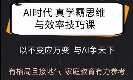 Ai时代真学霸思维与学习方法课，有格局且接地气，家庭教育有力参考-白戈学堂