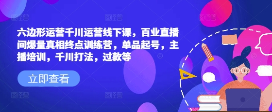 六边形运营千川运营线下课，百业直播间爆量真相终点训练营，单品起号，主播培训，千川打法，过款等-白戈学堂