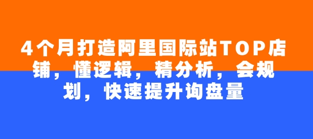 4个月打造阿里国际站TOP店铺，懂逻辑，精分析，会规划，快速提升询盘量-白戈学堂