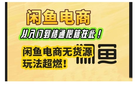 闲鱼电商实战课，从入门到精通秘籍在此，闲鱼电商无货源玩法超燃!-白戈学堂