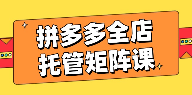 （14328期）拼多多全店托管矩阵课，盈利动销玩法，高效计划设置，提升店铺效益-白戈学堂