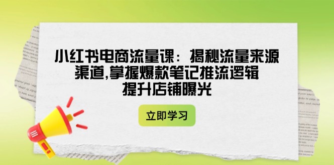 （14318期）小红书电商流量课：揭秘流量来源渠道,掌握爆款笔记推流逻辑,提升店铺曝光-白戈学堂