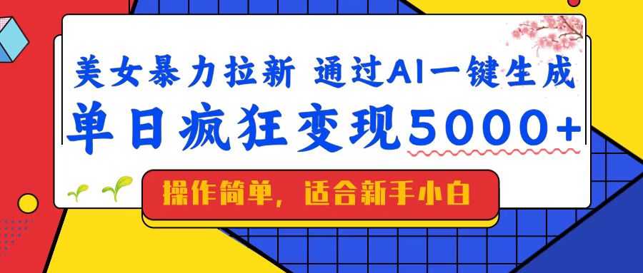 （14347期）美女暴力拉新，通过AI一键生成，单日疯狂变现5000+，纯小白一学就会！-白戈学堂