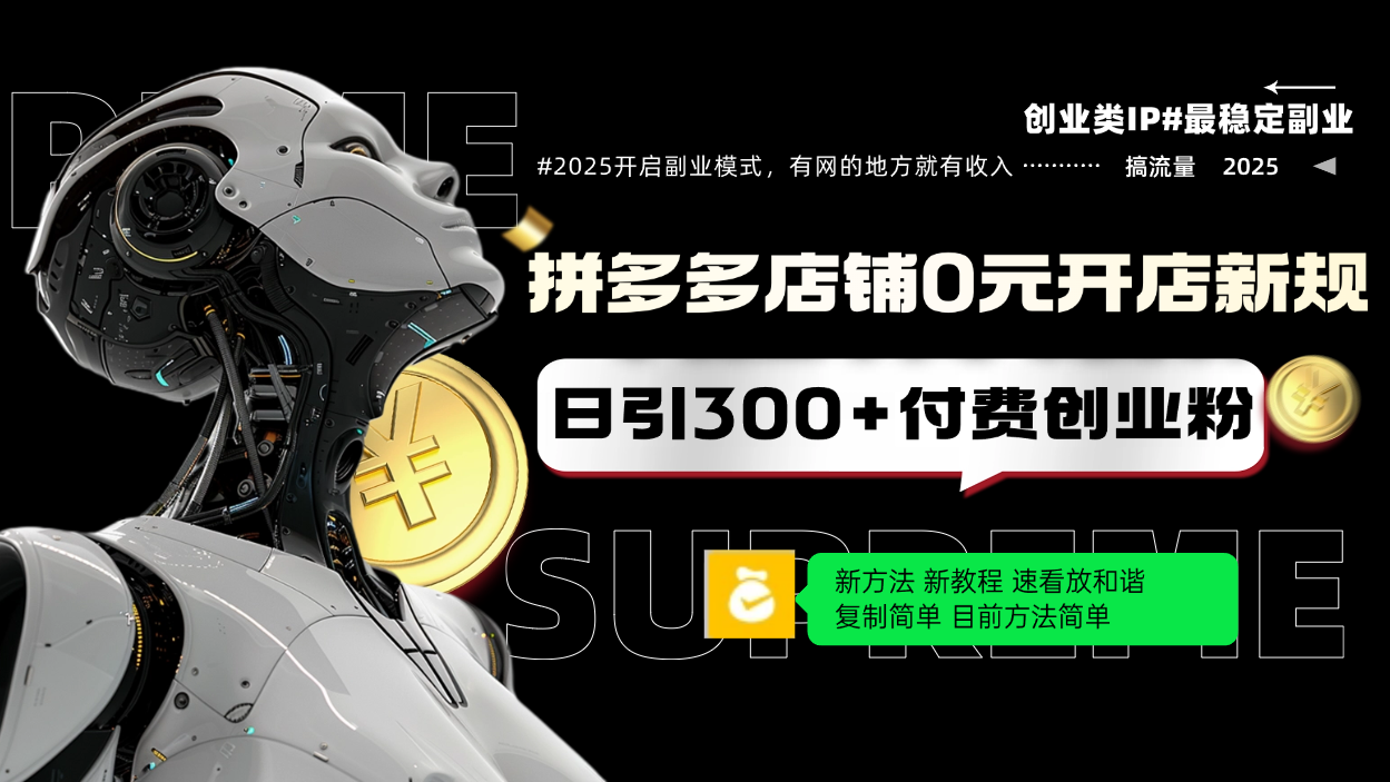 （14092期）拼多多店铺0元开店新规，日引300+付费创业粉，目前方法简单复制粘贴可矩阵-白戈学堂