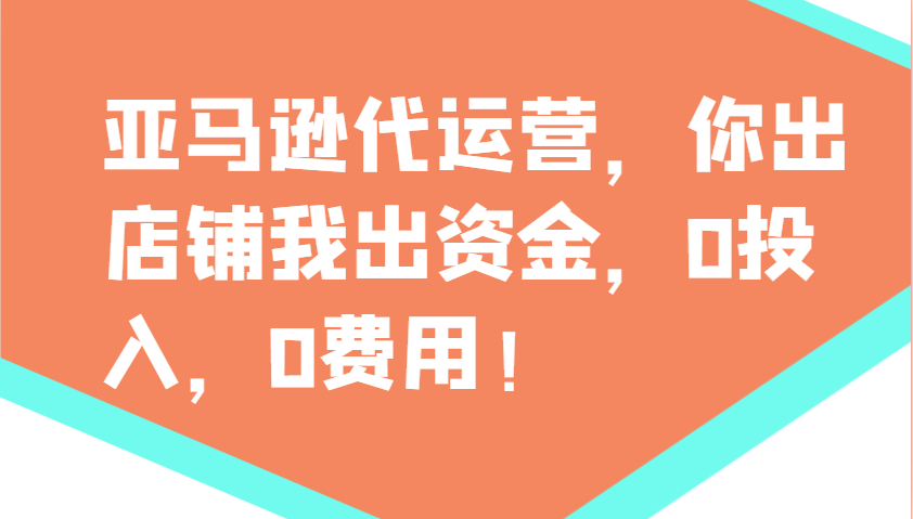 亚马逊代运营，你出店铺我出资金，0投入，0费用，无责任每天300分红，赢亏我承担-白戈学堂